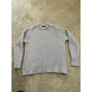 Jenni Kayne Women's Alpaca Merino Wool Oversized Buckle Sweater S Small Purple